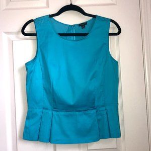 Ann Taylor Sleeveless Aqua Blue Peplum Tank Shell